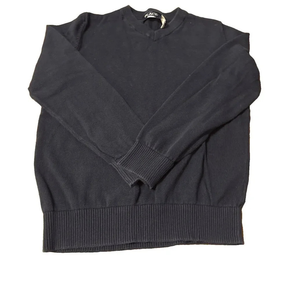 Girls Children's Place Navy Blue V-neck Pullover Knit Sweater Size 7/8